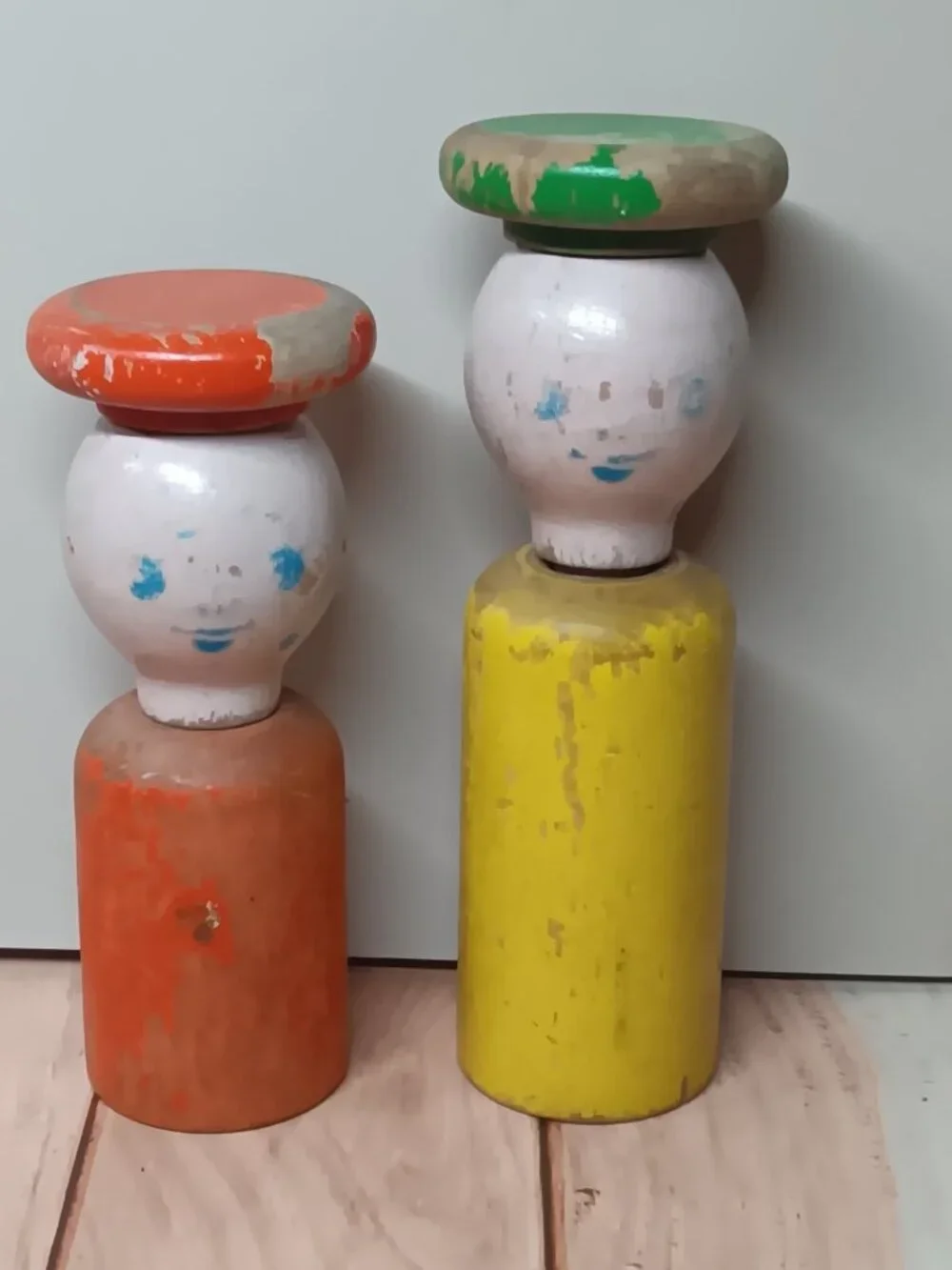 Vintage 1950s Peg Block Dolls Body Head Hat Extremely Worn RARE and Hard to Find